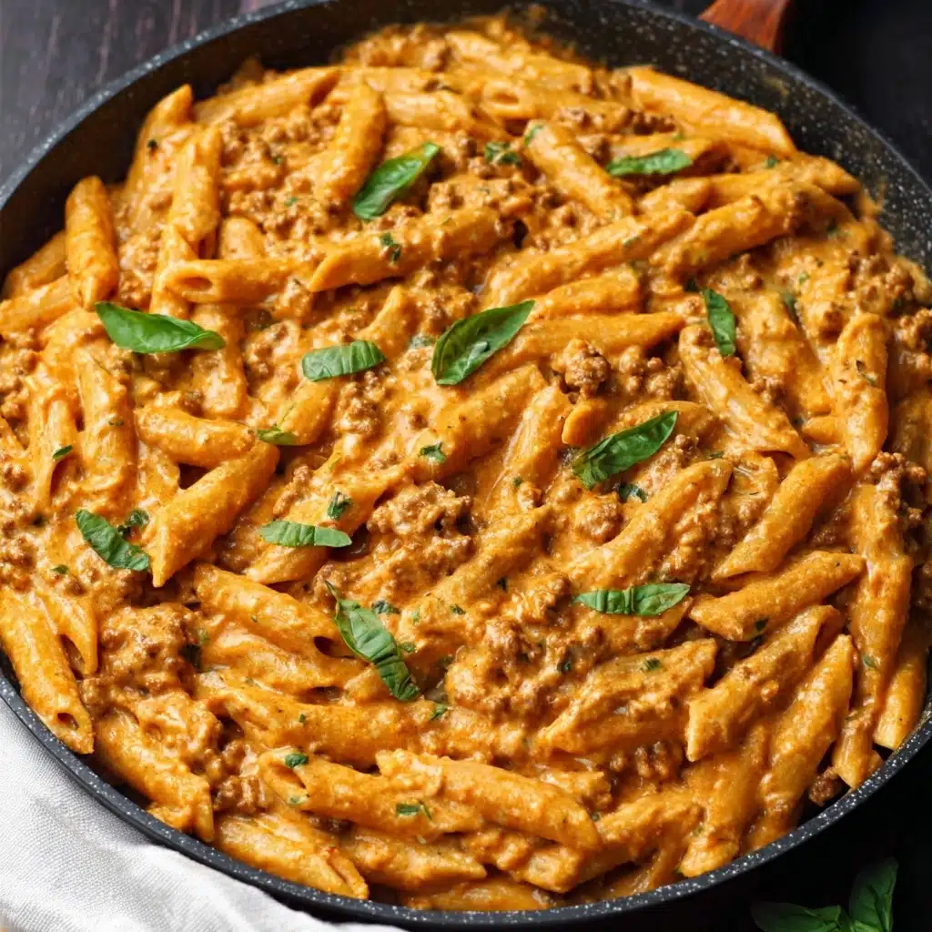 High Protein Creamy Beef Pasta Recipe - Recipe Image