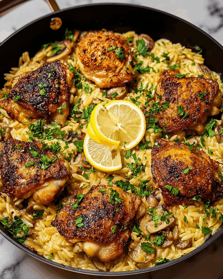 Chicken Thighs and Creamy Lemon Garlic Orzo Recipe