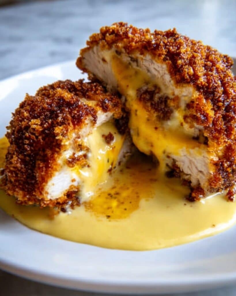 Savory Pretzel Chicken with Mustard-Cheddar Recipe