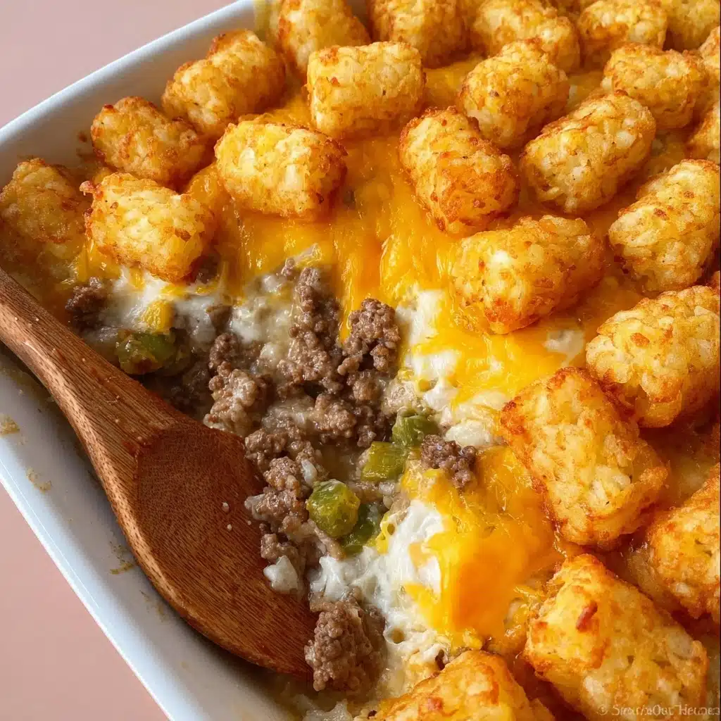 Easy Cheesy Tater Tot Casserole With Ground Beef Recipe - Recipe Image