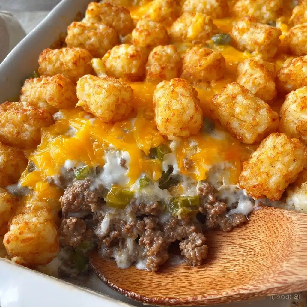 Easy Cheesy Tater Tot Casserole With Ground Beef Recipe - Recipe Image