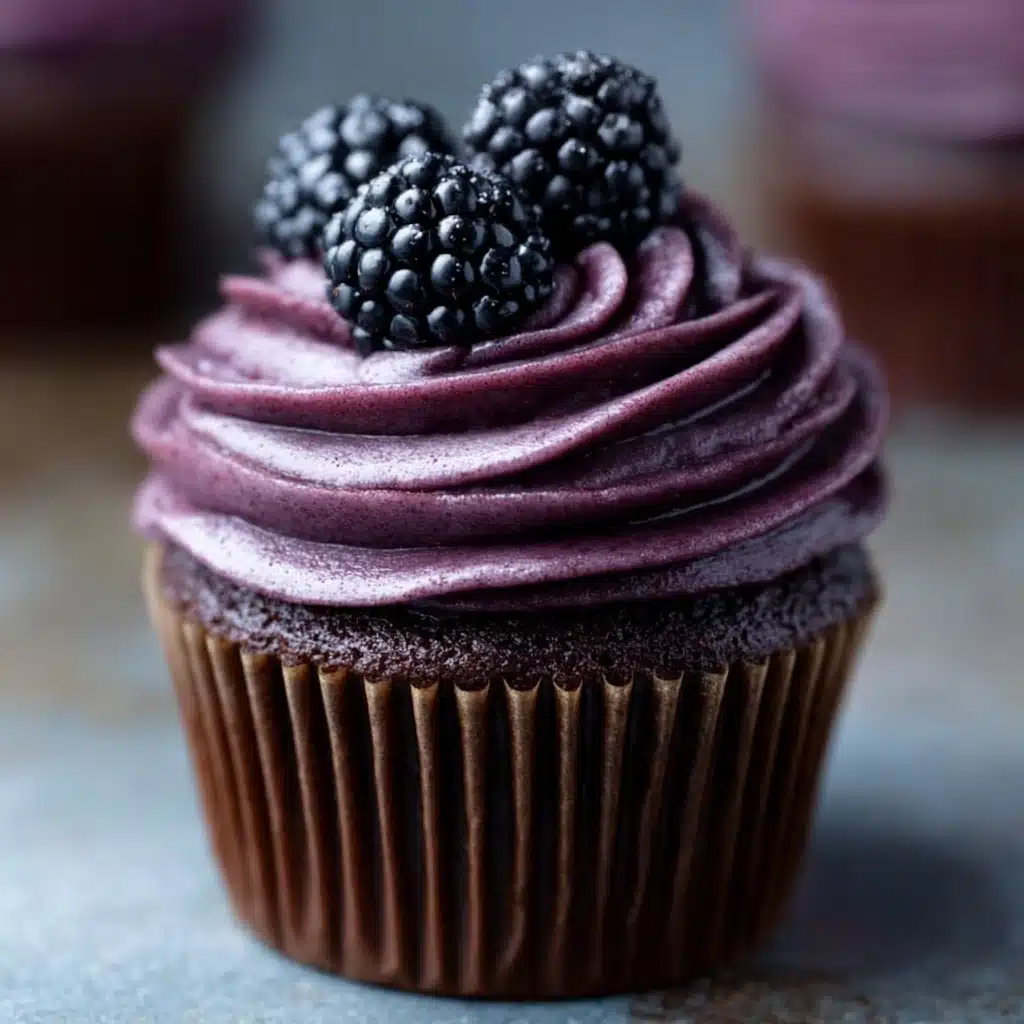 Dark Chocolate Blackberry Cupcakes Recipe - Recipe Image
