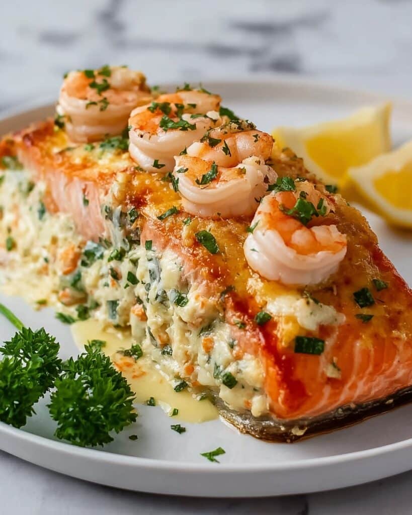Crab and Shrimp Stuffed Salmon Recipe