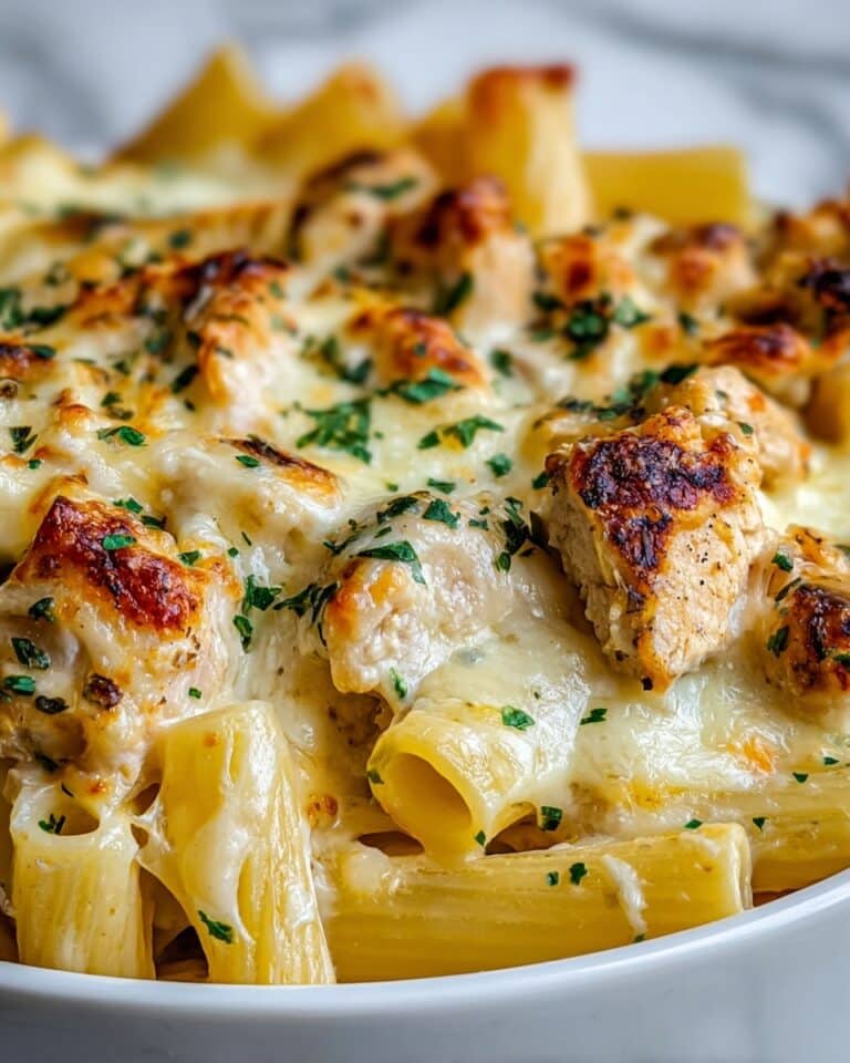 Cheesy Garlic Chicken Pasta Bake Recipe