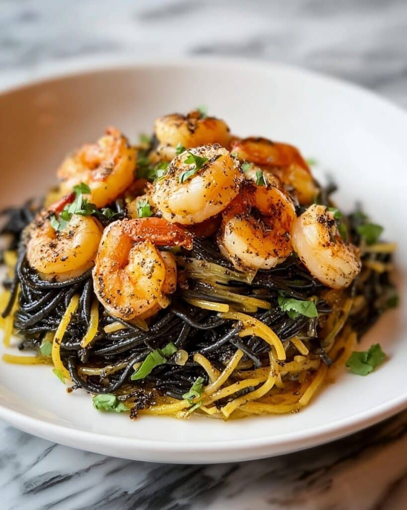 Black Squid Ink Spaghetti with Shrimp and Mussels Recipe