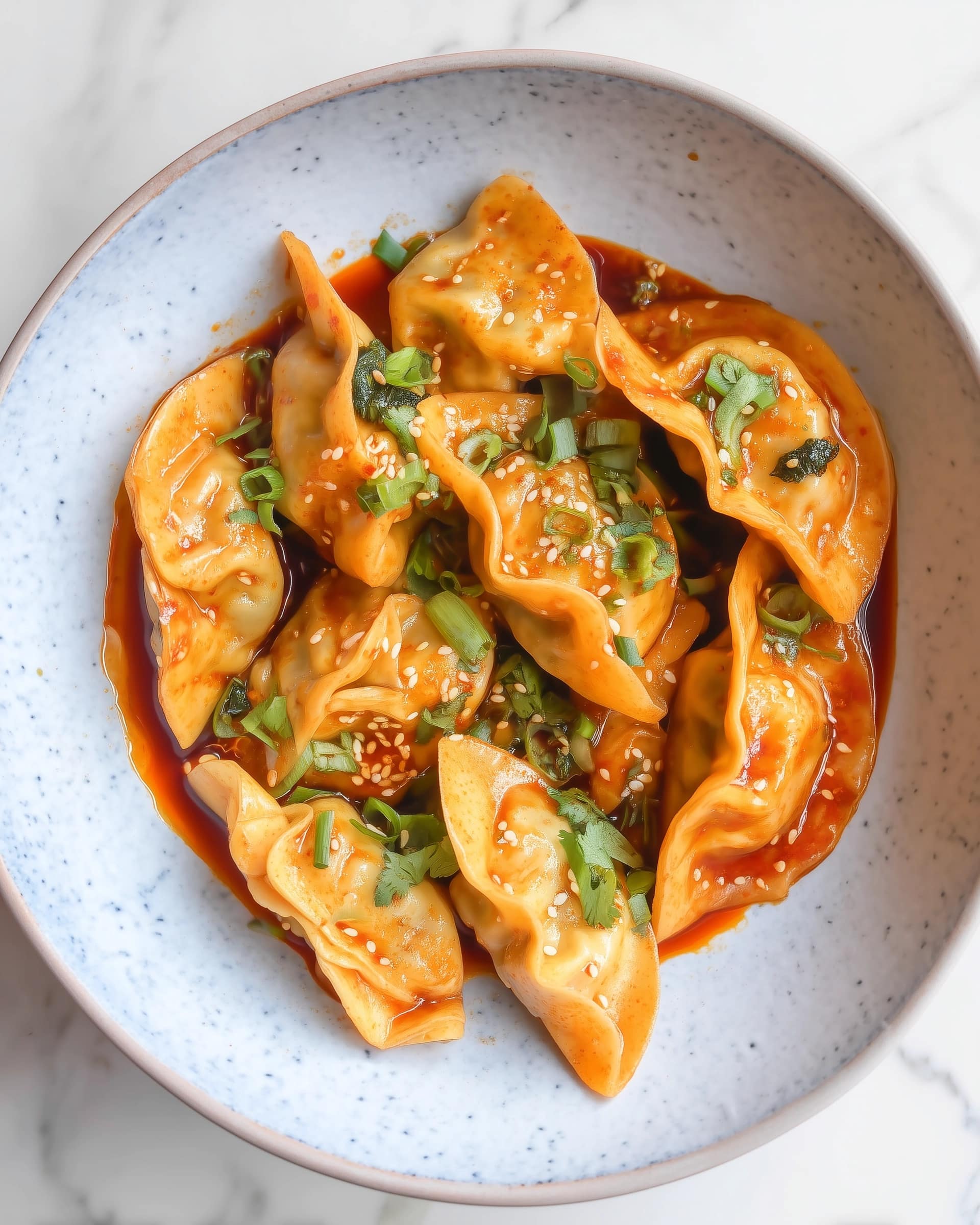 Chicken Wontons in Spicy Chili Sauce Recipe - Recipe Image