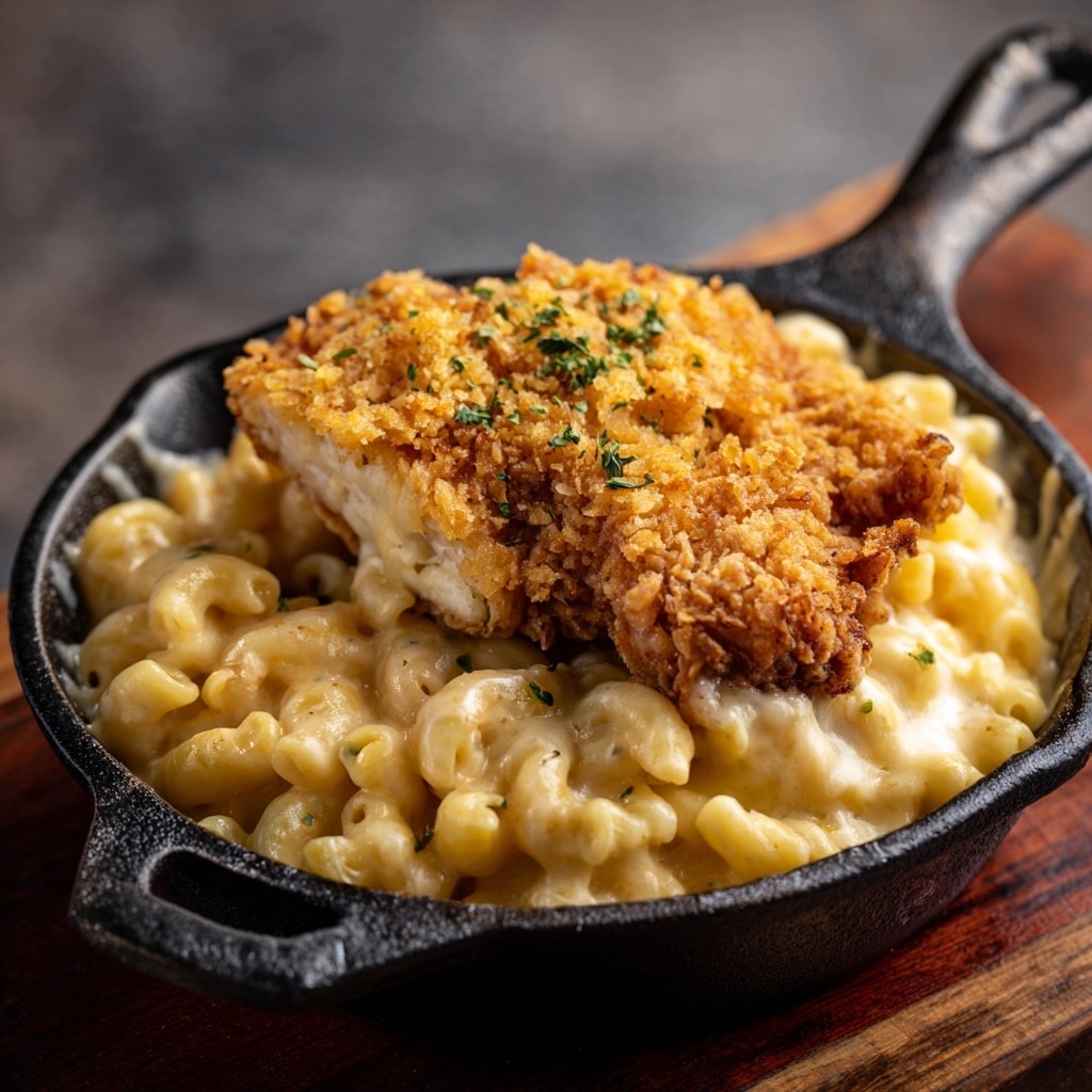 Sweet and Spicy Honey Pepper Chicken with Macaroni and Cheese Recipe - Recipe Image