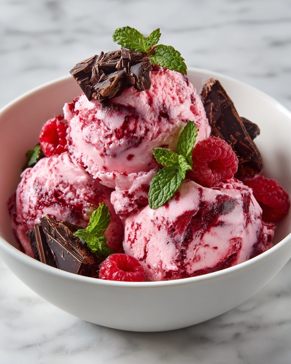 Raspberry Chocolate Chunk Ice Cream Recipe - Recipe Image