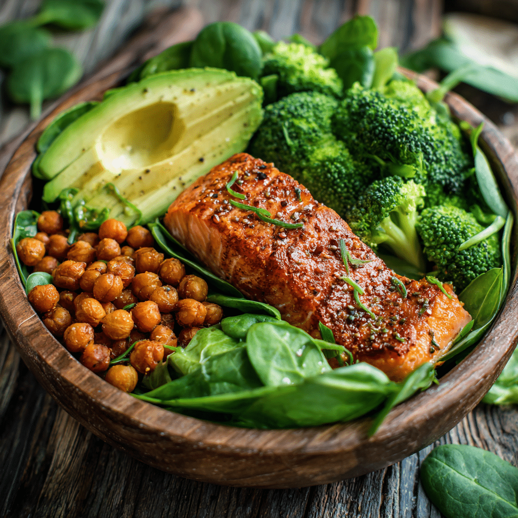 Salmon with Olive Oil-Braised Zucchini and Chickpeas Recipe - Recipe Image