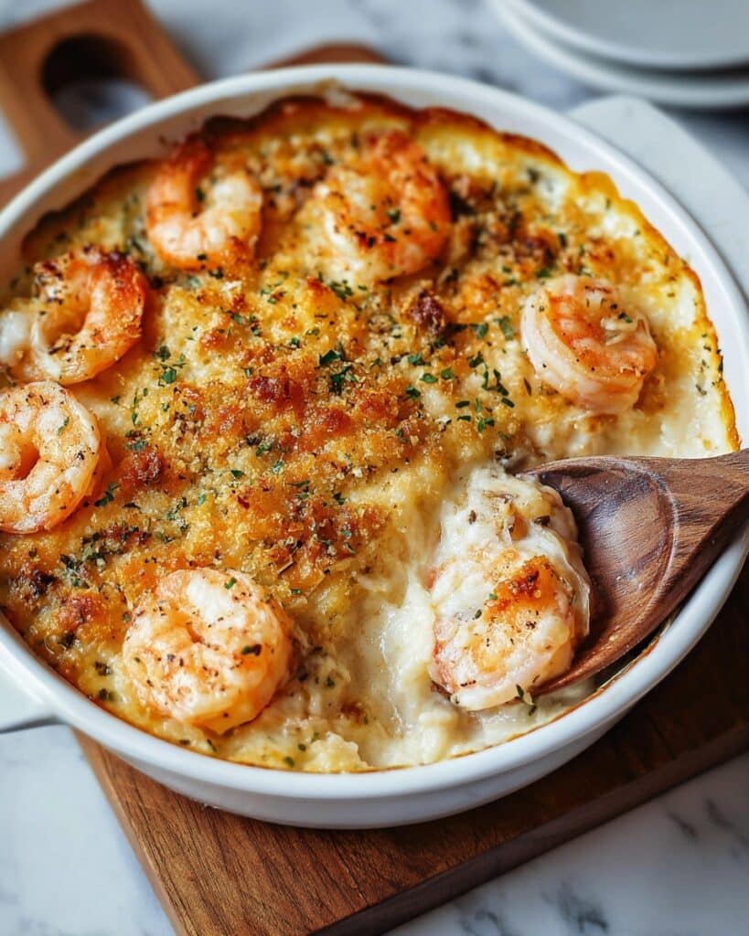 Keto Garlic Shrimp Au Gratin Recipe