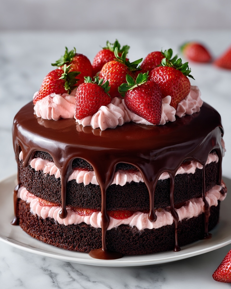 Indulgent Strawberry Chocolate Shell Cake That Wows Every Time Recipe - Recipe Image