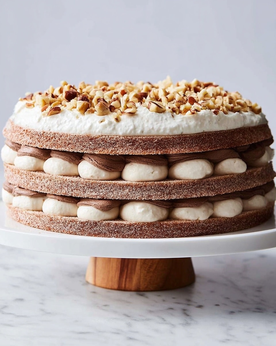 Chocolate Dacquoise with Caramel Hazelnut Filling Recipe - Recipe Image