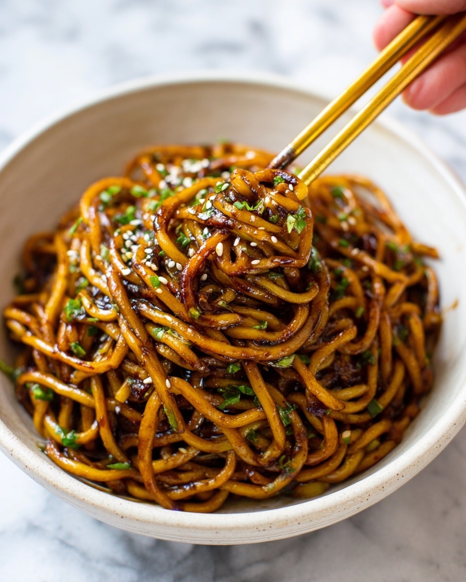Sticky Garlic Chicken Noodles Recipe - Recipe Image