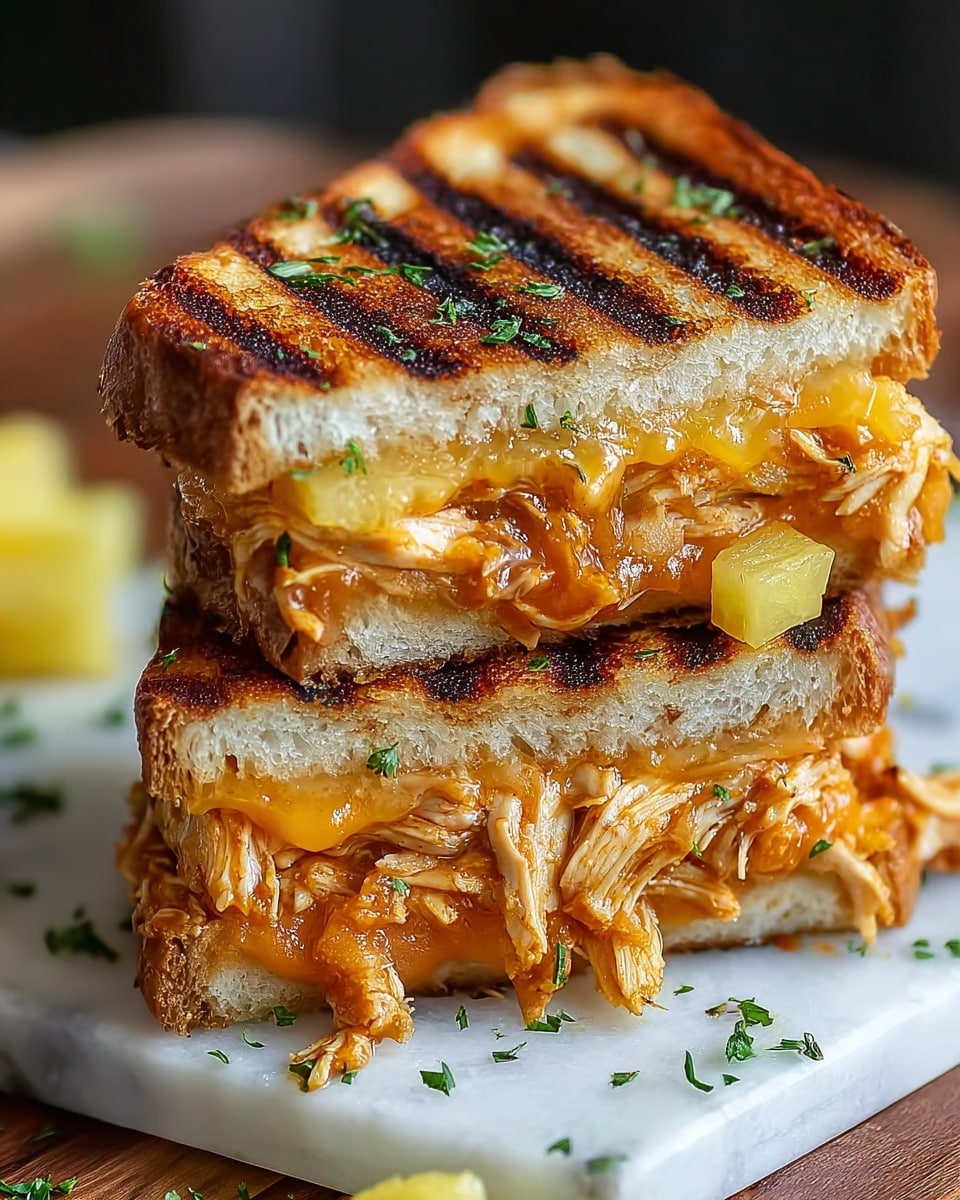 BBQ Chicken Pineapple Grilled Cheese Recipe - Recipe Image