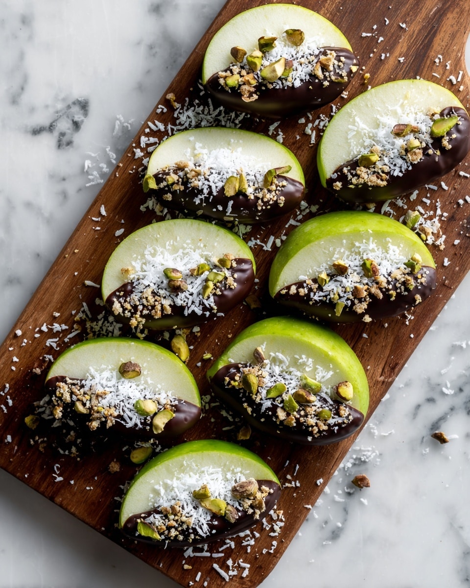 Chocolate-Dipped Apple Slices with Coconut, Nuts, and Seeds Recipe - Recipe Image